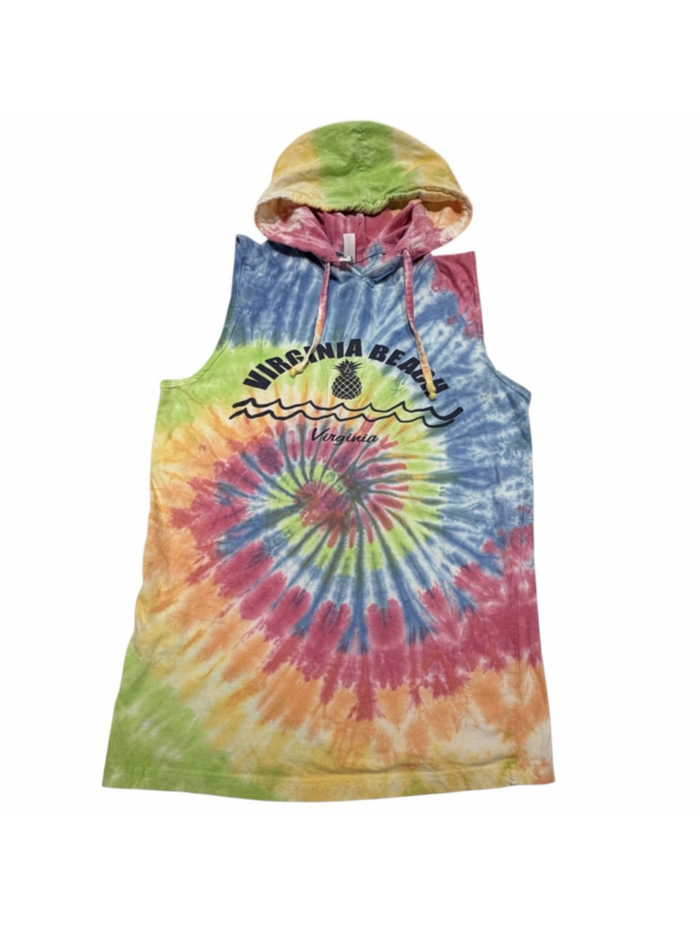 Sunsations Virginia Beach Tie Dye Hooded Swim Cover Up Dress Womens M Beach Pool